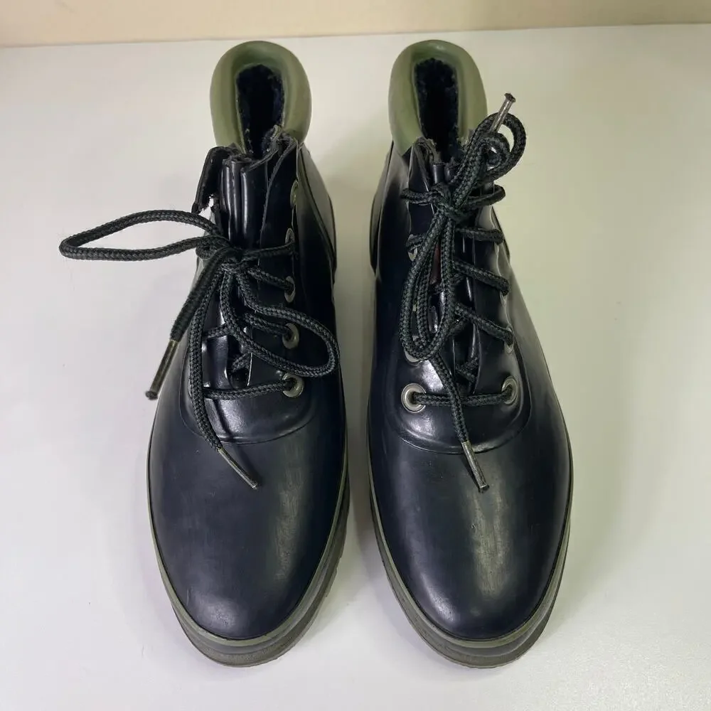 Vintage Sporto 90s Navy Green Ankle Rain Duck Boots Fisherman Core Women's 9
